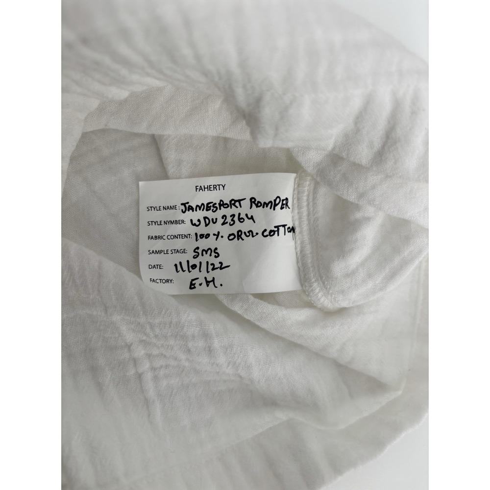 NWT Faherty Dream Cotton Gauze Jamesport Romper Sz S Shoulder Ties Beach $178 - Picture 5 of 8